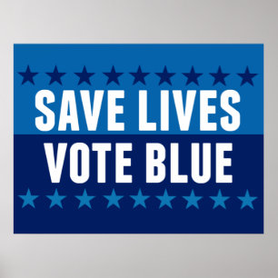 Póster Salvar vidas vota azul