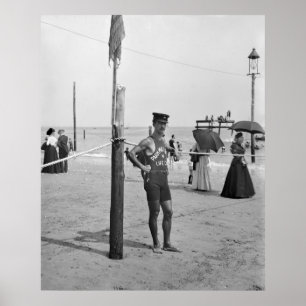 Póster Salvavidas de la playa de Brighton, 1900s