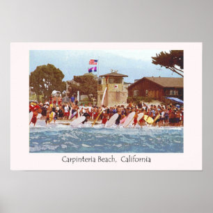 Póster Salvavidas del joven de la playa de Carpinteria