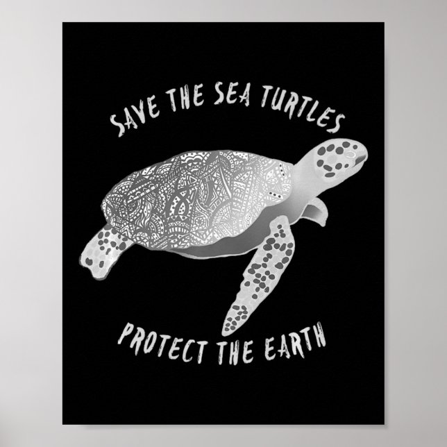 Póster Salvemos A Las Tortugas De Mar Protegiendo El Océa (Frente)