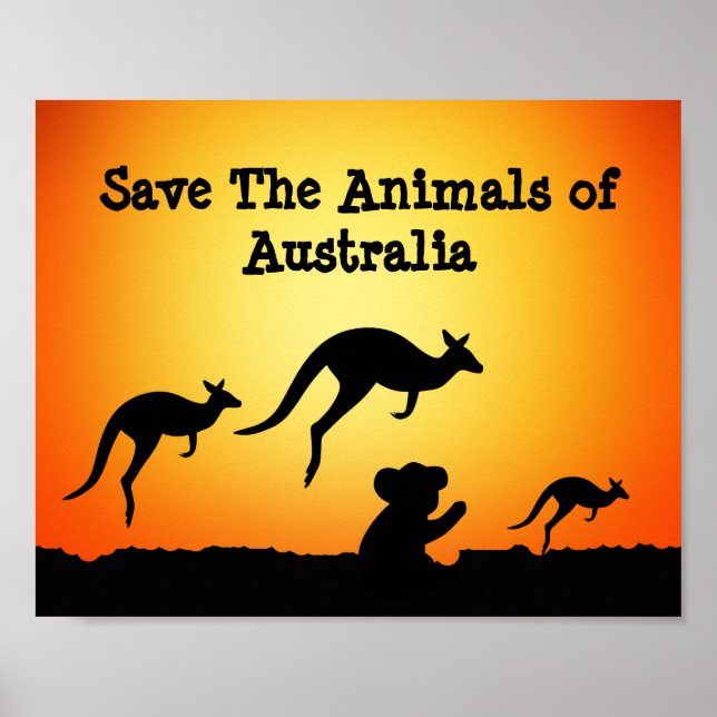 Póster Salvemos a los animales de Australia (Frente)