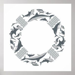 Póster Salvemos al salvavidas de los tiburones