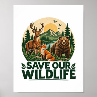 Póster Salvemos Nuestra Vida Silvestre Animal Forestal Vi