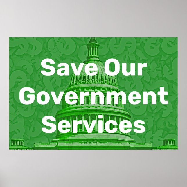 Póster Salvemos Nuestros Servicios Gubernamentales (Frente)