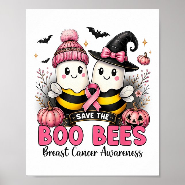 Póster Salven A Las Abejas De Boo Cáncer De Mama Hallowee (Frente)
