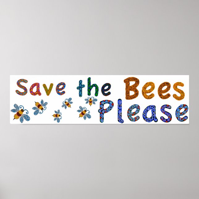 Póster Salven a las abejas Por favor poster en aula (Frente)