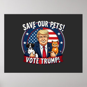 Póster Salven a nuestros Mascotas Votan a los Mascotas Tr