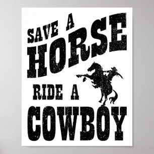 Póster Salven A Un Caballo Montando Un Vaquero - Copiar