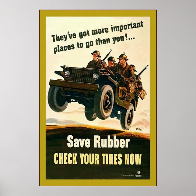 Póster ¡Salven caucho!~Vieja Segunda Guerra Mundial (Frente)