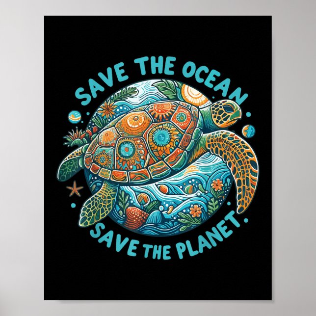 Póster Salven El Océano, Salven La Tortuga De Mar Cuesta (Frente)