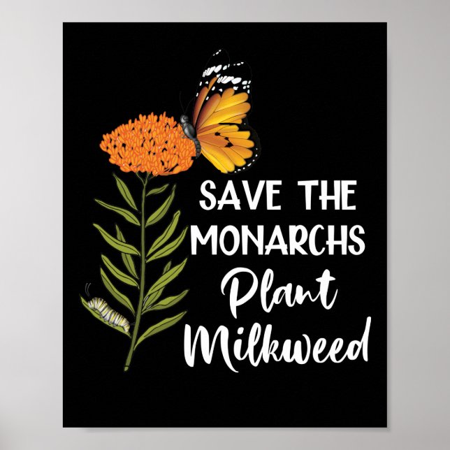 Póster Salven La Planta De Los Monarcas Mariposa Milkweed (Frente)