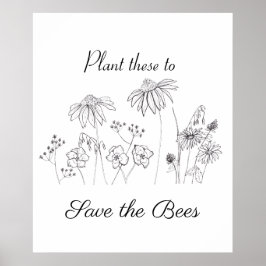 Póster Salven las abejas y las flores silvestres