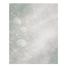 Póster Salvia suave y florales blancas escarchadas arte d