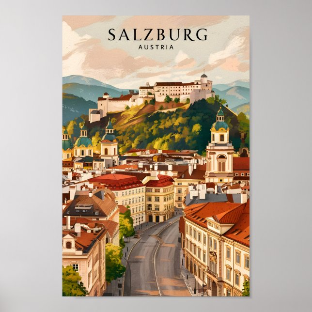 Póster Salzburgo Austria Famoso Travel Place (Frente)