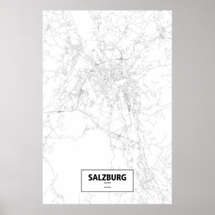 Póster Salzburgo, Austria (negro sobre blanco)