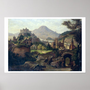 Póster Salzburgo con la fortaleza Hohensalzburg