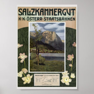Póster Salzkammergut Austria Cartel Antiguo 1910