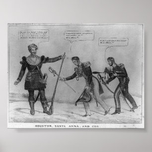 Póster Sam Houston, Santa Anna, y Cos, 1836