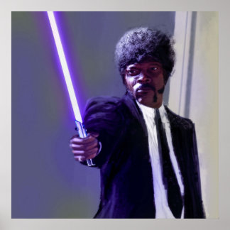 Póster Sam L Jackson con un sable ligero