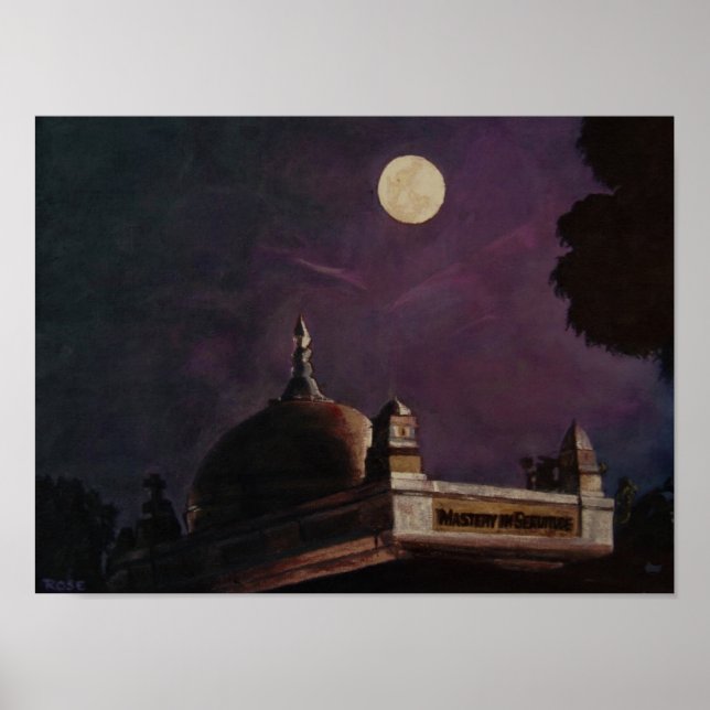 Póster Samadhi de Meher Baba de noche (Frente)