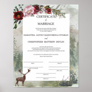 Póster Samantha y Chris Certificate of Marriage Poste