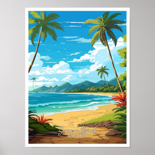 Póster Samara Beach Costa Rica Viaje Vintage