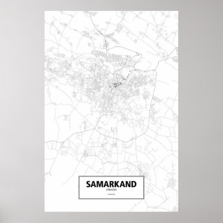 Póster Samarkanda, Uzbekistán (negro sobre blanco)
