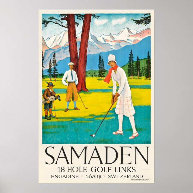 Póster Samedan Switzerland Engadine Golf Club Vintage (Frente)