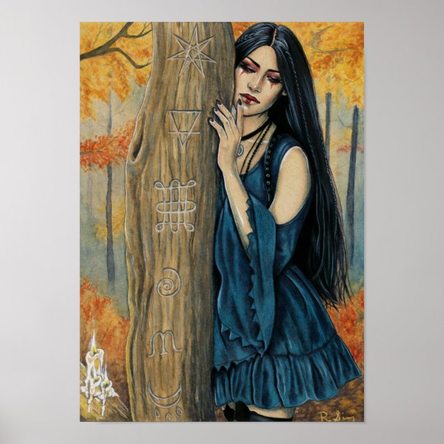 Póster Samhain Gothic Autumic Witch Fantasy Poster de art (Frente)