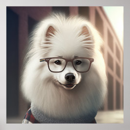 Póster Samoyed Hipster Dog Poster