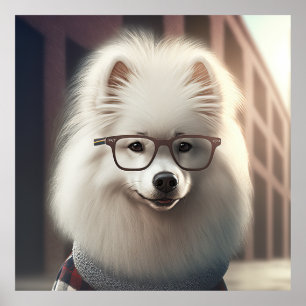 Póster Samoyed Hipster Dog Poster