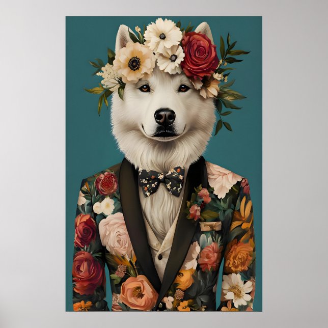 Póster Samoyed In Suit Poster, Samoyed Portrait, Samoyed (Frente)