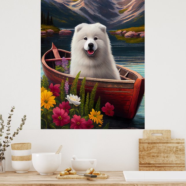 Póster Samoyed on a Paddle: Una aventura panorámica (Cocina)