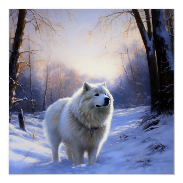 Póster Samoyedo Deja que nieve Navidad (Anverso)