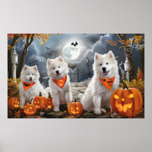 Póster Samoyedo Halloween Espeluznante