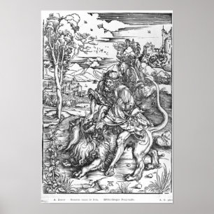 Póster Samson que mata el león, c.1496-98