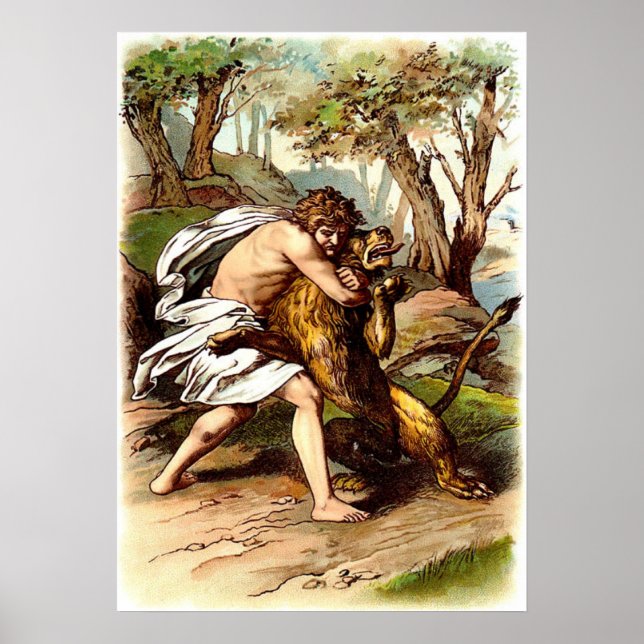 Póster Samson Y El León (Frente)