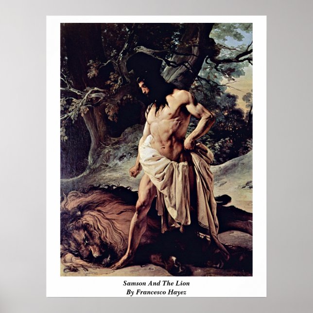 Póster Samson Y El León De Francesco Hayez (Frente)