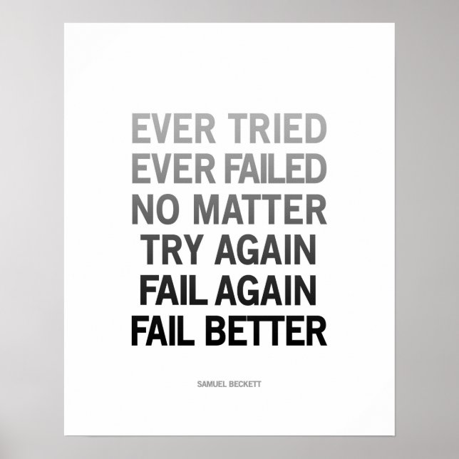Póster Samuel Beckett cita a poster Negro y blanco (Frente)