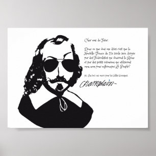 Póster Samuel Champlain Hipster texto del futuro+gafas