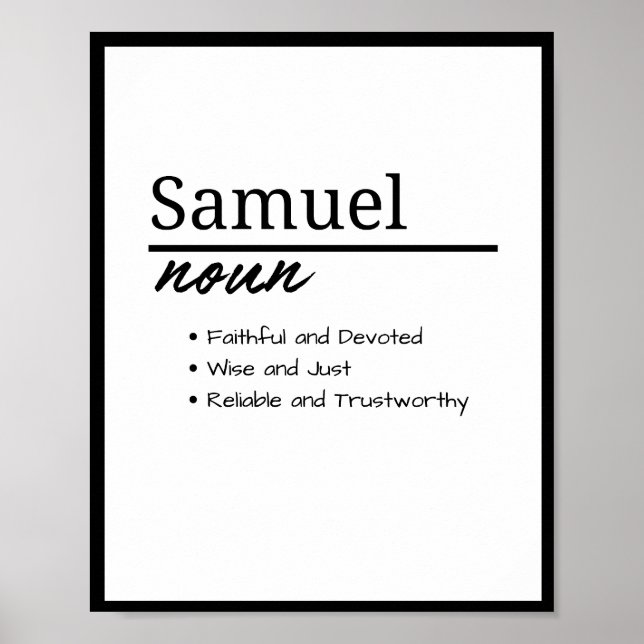Póster Samuel, definición de nombre personalizado del niñ (Frente)