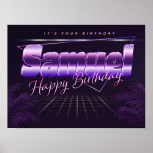 Póster Samuel Name Vorname lila retro Poster Geburtstag