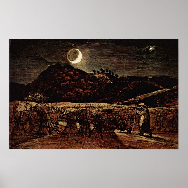 Póster Samuel Palmer - campo de maíz a la luz de la luna (Frente)