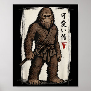 Póster Samurai Bigfoot Japonés Art Anime Funny Hombres Mu