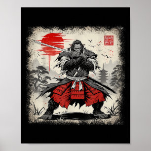 Póster Samurai Bigfoot Japonés Vintage Ukiyo-e Art Warri