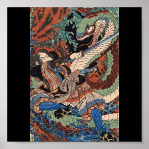 Póster Samurai, C. de pintura japonesa 1800's