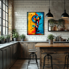 Póster Samurái Cósmico – Pared Geométrica Abstracta Moder