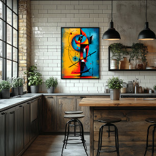 Póster Samurái Cósmico – Pared Geométrica Abstracta Moder