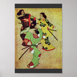 Póster Samurai de baile tres de Katsushige Iwasa (el