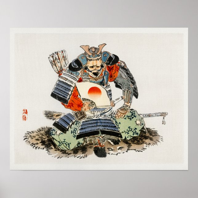 Póster Samurai de Kōno Bairei (1844-1895) (Frente)